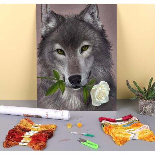 Animal Wolf Printed 11CT Cross-Stitch Kit Embroidery DMC Threads Craft Painting Hobby Handicraft Stamped Package