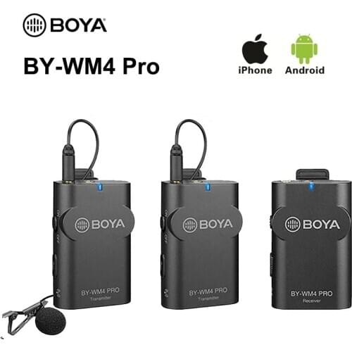 BOYA BY-WM4 Pro Wireless Lavalier mic Microphone Kit for Smartphone iPhone Android Phones interview video recording mic