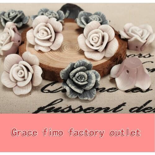 8pc/lot Multicolored 40mm Large Polymer Clay Flower Chunky Resin Flatback Beads Diy Hair Headband Decorate Jewelry Findings