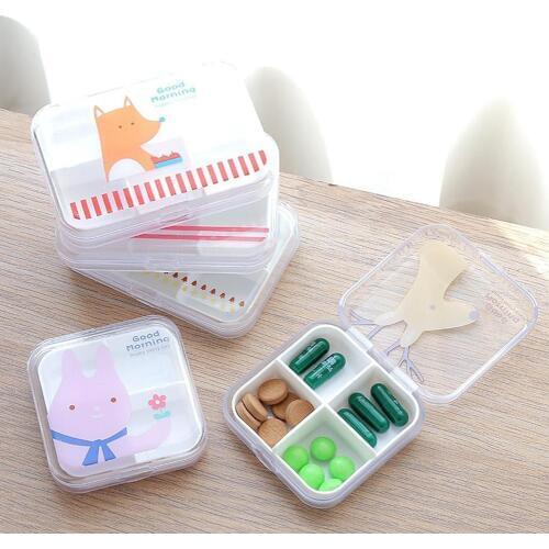Joylife Hot Cartoon Animal Printed 4/6 Slot Pill Box Storage Case Travel Vitamin Organizer Pill box