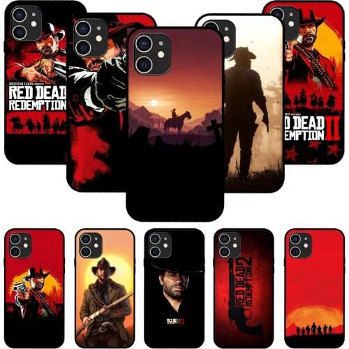 For iPhone 11 12 8 Plus Mini Pro X XR XS Max 4 5 7 6 6S 8 SE Phone Case Black Cover Coque Tpu Funda Red Dead Redemption 2