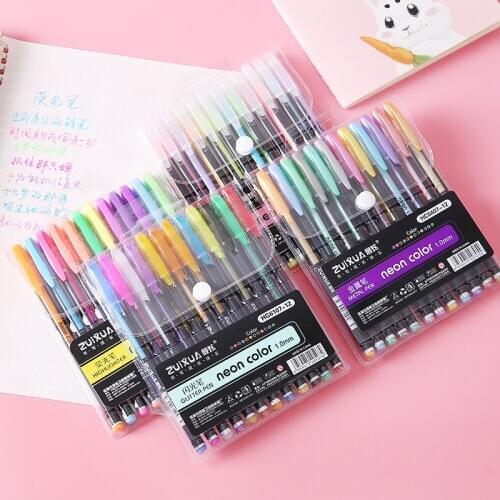 12colors/set Kids Drawing Highlighters Art Marker Pens Children Gift Metal/Pastel/Blink Pen Painting Markers Color Ballpoint Pen