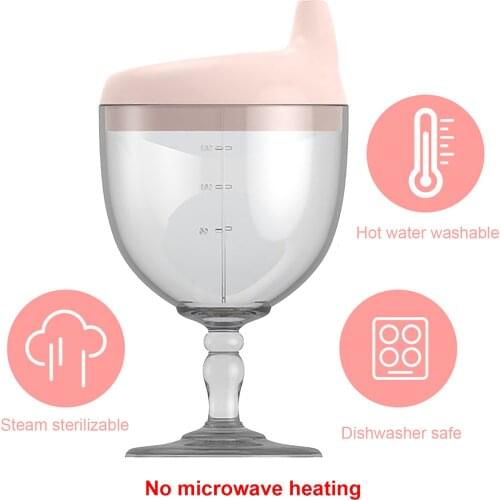 Baby Goblet No Spill Baby Sippy Cup Wine Glass Infant Toddlers Feeding Cup Anti-fall Beverage Mug Milk Bottle with Lid for Baby