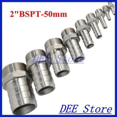 2"BSPT Male Thread Pipe Fittings x 50 MM Barb Hose Tail Connector Joint Pipe Stainless Steel SS304 connector Fittings