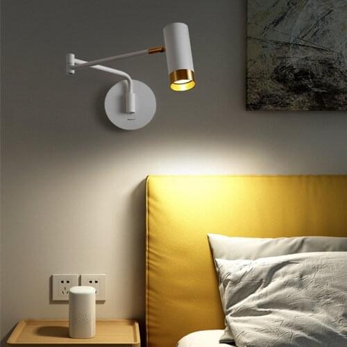 Indoor Bedside Wall Lamps Rotation Long Arm Adjustable 3 Colors Light Modern Wall Sconce With Switch Living Room LED luminaire