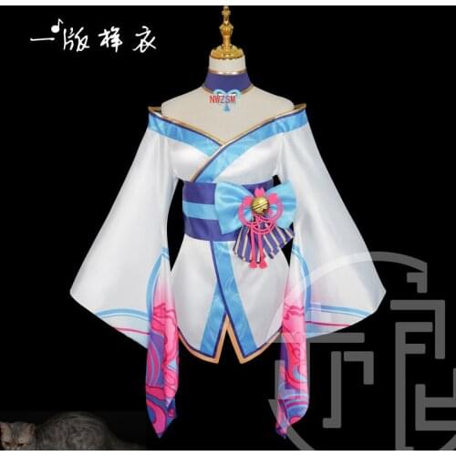 Cosplay LOL Fox Ahri Costumes The Nine-Tailed Fox Cosplay Costume Kimono Fancy Dress Tails Women Adults Halloween Costumes Props