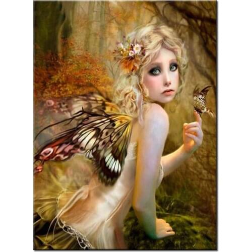 3D round or square diamond embroidery Fairy butterfly Diy full diamond painting mosaic 3d rhinestone cartoon girl home art