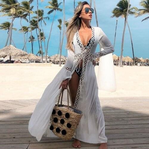 Cross-border European and American Striped Circle Lace Cardigan Sunscreen Clothing Beach Coat Swimsuit Bikini Outer Blouse