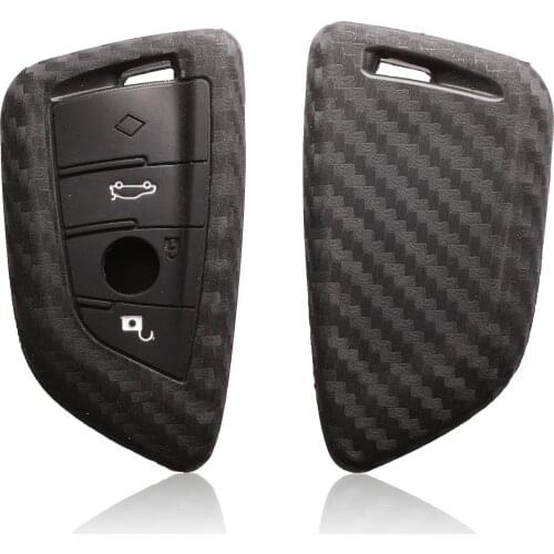 Kutery 10PCS Remote Carbon Silicone Key Case Cover For BMW X1 X5 X6 F15 F16 1 2 5 7 Series 2014 - 2018 4BTN Replace Protection