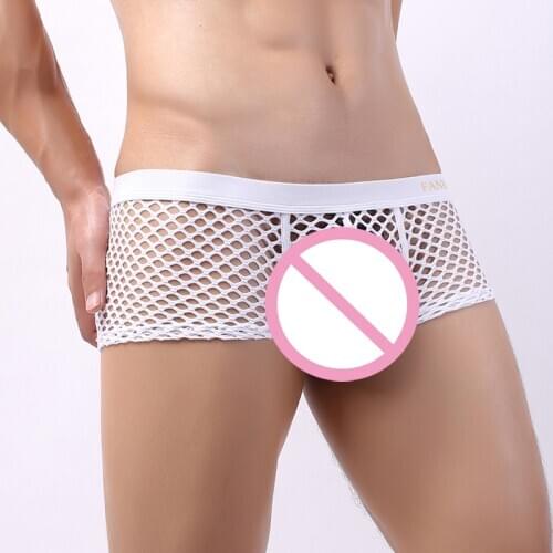 Mens Underwear Mesh Transparent Boxer Shorts Cuecas Lingerie Fishnet Slip Gay Panties Calzoncillos Boxershorts Bikini Sleepwear