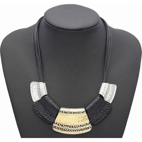 New Fashion Jewelry Accessories Multi Layer Rope Chain Choker Gold&Silver Color Pendant Bib Statement Collar Necklace for Women
