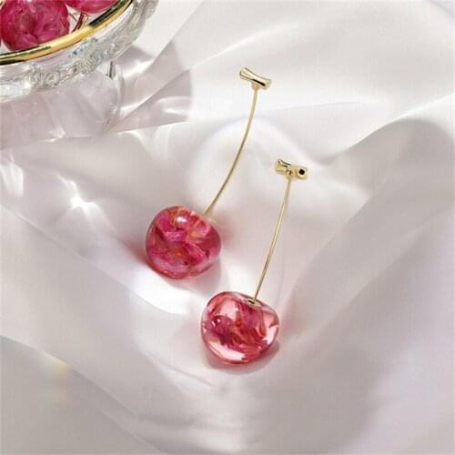2021 New Arrival Acrylic Earring fashion Geometric fine Women Dropg6f2 Earrings contracted sweet cherry modelling long earrings