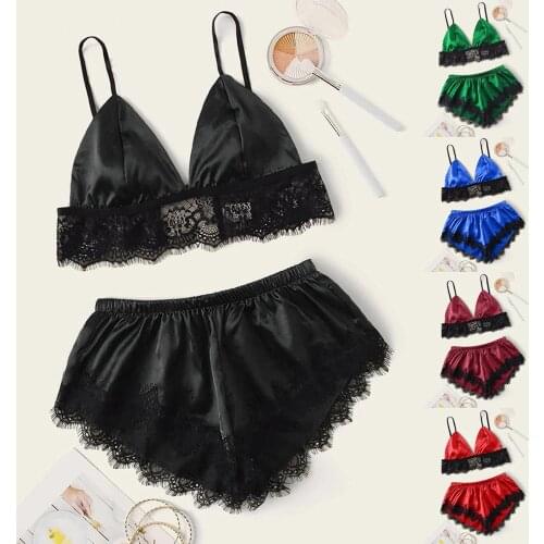 New Sexy Lace Lingerie Silk Underwear Sleepwear Underwear Pajamas Satin Plus Size 2021