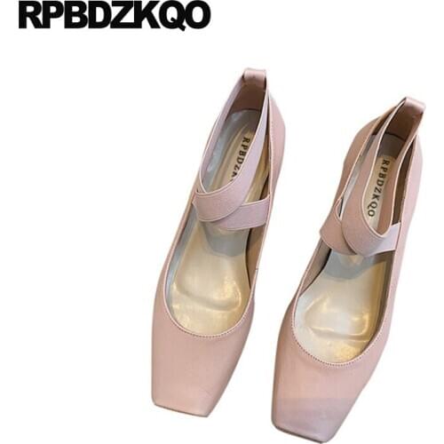 Genuine leather soft ballet flats women pink low heel designer large size square toe shoes 10 slip on high quality china 2019