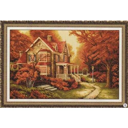 Autumn Wood Cabin Forest Top Quality Embroidery Needlework 14CT Unprinted Cross Stitch Kit DIY Art Handmade Home Decor