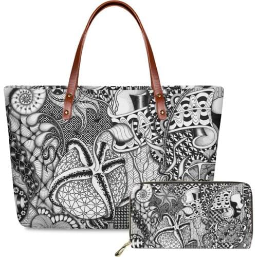 Polynesian tribal style Printing custom Handbags Women Large Capacity Shoulder Tote Bag Ladies Top-Handle Bags PU wallet