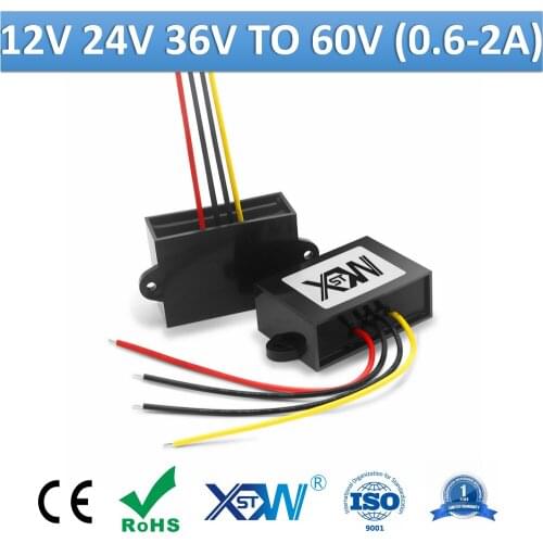 XWST 12v 24v 36v to 60v DC DC Step Up Boost Converter 0.6A 1A 1.5A 2A 60v Voltage Step Up Transformer Regulated Power Supply