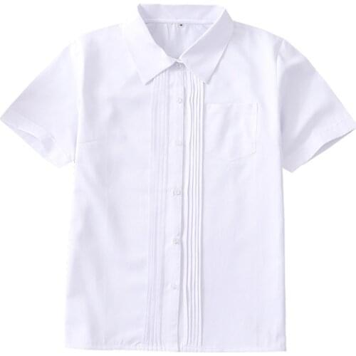 New 2021 Japanese Korean School Dresses JK Uniform Pointed Collar The Organ Plait Shirts Short Sleeves Blouse Collar Students