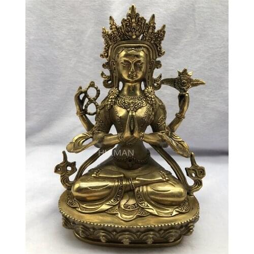 Collect China Fine Workmanship Brass Sculpture Bodhisattva Buddha Metal Crafts Home Decoration#8