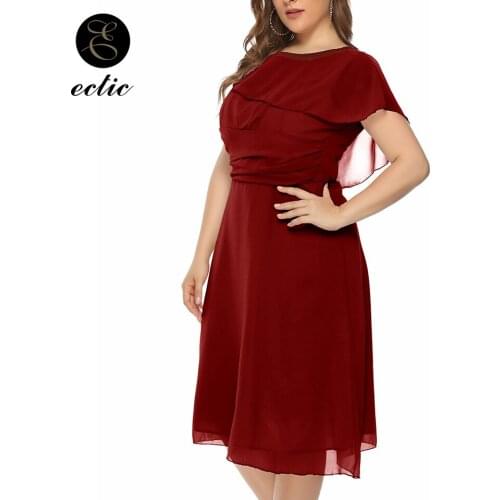 Chiffon A Word Temperament Lady Dress Solid Color Sukienka High Waist Cape Dress 4xl Plus Size Women Office Dress Midi Elegant