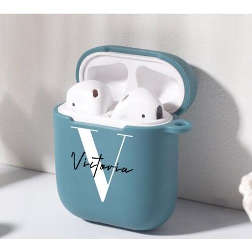 Customize for Airpods 2 Case Name Initials Letter For Air Pod Soft Silicone Luxury Cover Funda Airpods Case Earphone Accessories