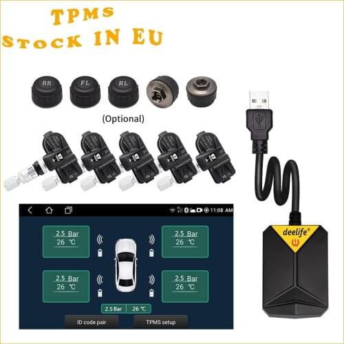 TPMS Android Tire Pressure Sensor Monitoring System Lcd Display Ford Focus Camion Chevrolet Internal Valve Stem 434Mhz Scanner