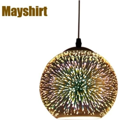 Modern 3D Stained Glass Cafe Pendant Lights CreativeLiving Room Kitchen Hanging Lamps Industrial Dining Room Bar Light Fixtures