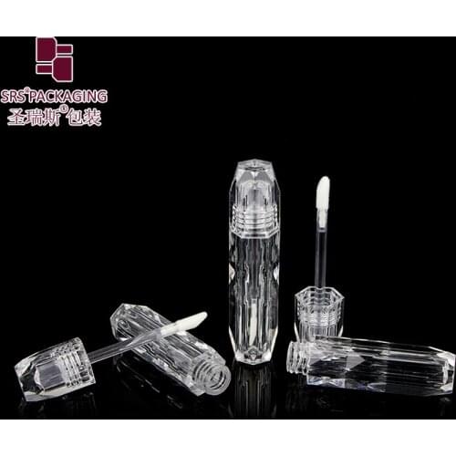 SRS new arrival small volume 4ML MOQ 50PCS simple hexagon shape clear lipgloss tubes