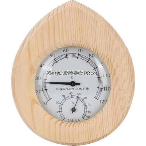 Sauna Thermometer Drop-Shaped 2-In-1 Wood Thermo-Hygrometer Thermometer Hygrometer Steam Room Accessories