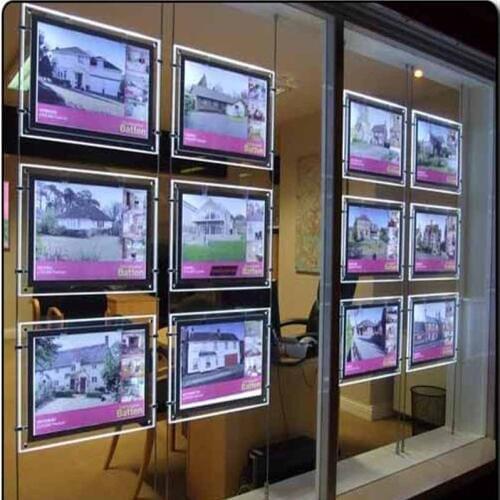 Pack/10 Units) A3 Single Sided LED Real Estate Window Display, Suspension LED Light Pocket Displays,Shop Window Display