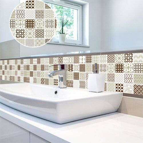 3D Vintage Texture Lrregular Geometric Line Pattern Wall Sticker Bathroom Waist Line Home Decor Waterproof PVC Detachable Poster