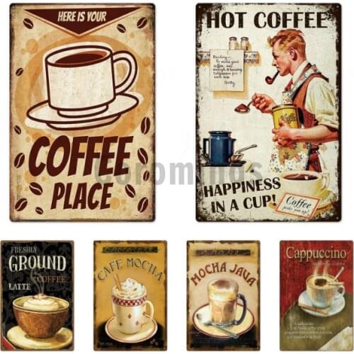 Vintage Coffee Metal Sign Farm Bar Cafe Retro Poster American Iron Plaque Tea Color Retro Wall Painting Iron Painting Decoration