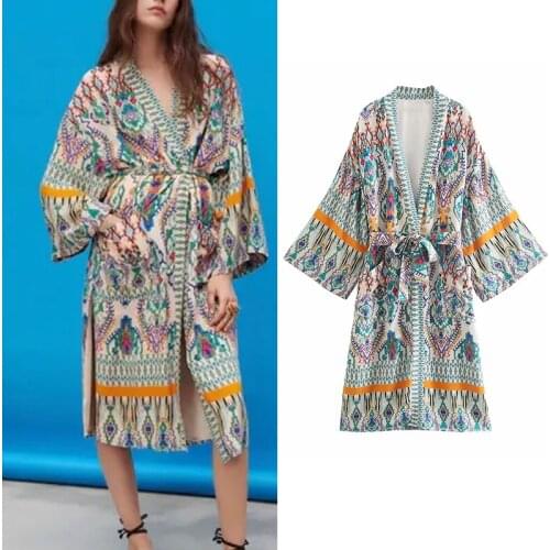 WESAY JESI Womens Clothing Trouser Suits Fashion Print Top V Neck Chic Vintage High Waist Straight Loose Trousers Daily Sets