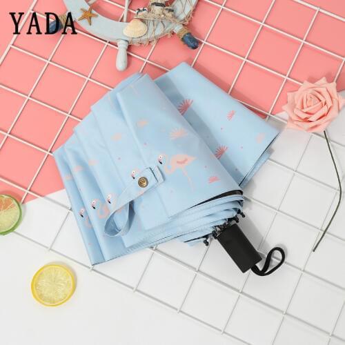 YADA 2019 Creative Beautiful Flamingo Umbrella Anti uv Sunny&Rainy Folding Umbrella For Women Windproof Designer Umbrellas YS684