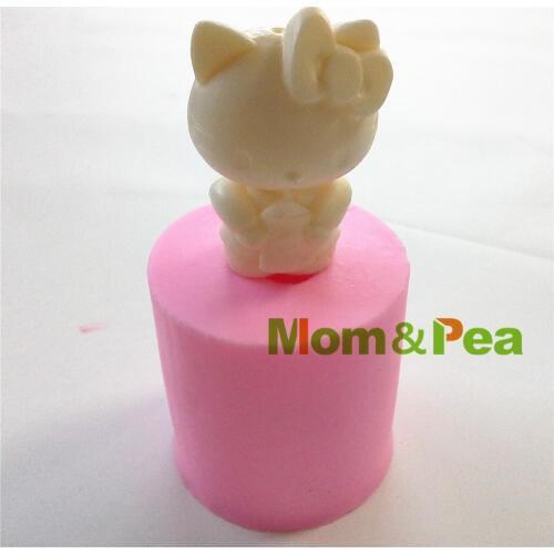Mom&Pea 0953 Free Shipping Cartoon Cat Shaped Silicone Mold Cake Decoration Fondant Cake 3D Mold Food Grade