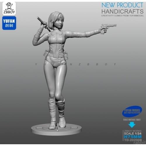 1/24 Resin Kits assassin girl resin Soldier self-assembled 75MM TD-202008