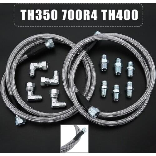 1set Car Auto Braided Transmission Cooler Hose Lines Fittings TH350 700R4 TH400 52 Inch Tool Parts Accessories