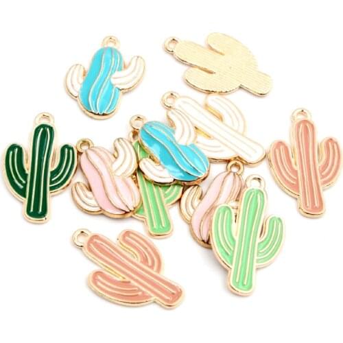 10pcs Enamel Cactus Charms Pendant for Jewelry Making Supplies Alloy Metal Drop Oil DIY Jewelry Making Findings Accessories