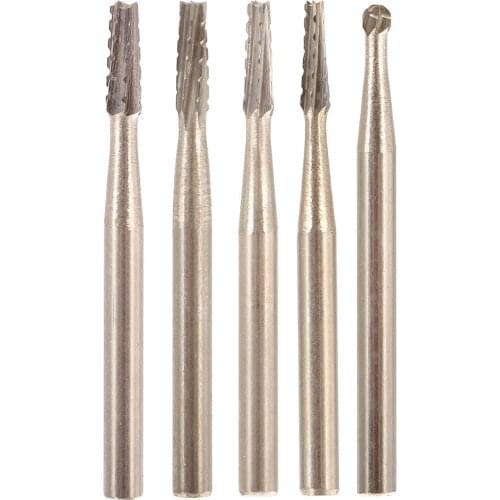 10pcs Dental FG Carbide Burs Round Cylinder Shape Plain Cut Cross Cut High Speed Tungsten Steel Drills