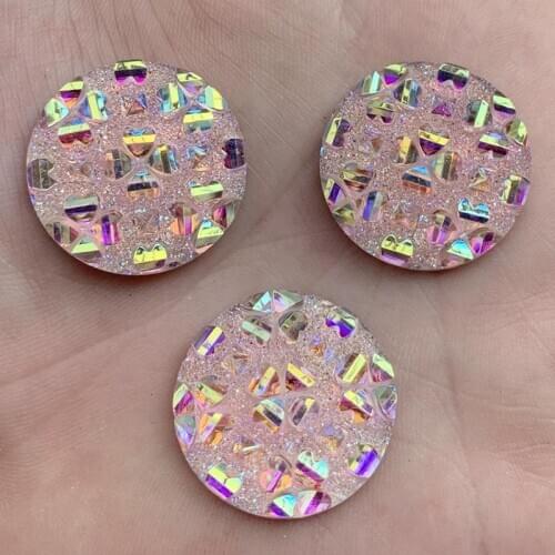 12pcs 25mm AB Resin Rhinestones Flat Back Gems Non Hotfix Stones Non Sewing Crystal Applique Glitter Strass for Clothes Crafts