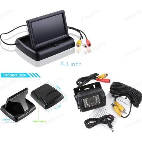4.3 inch Foldable TFT LCD 2 VA input auto switching Car Monitor with reverse parking camera for bus truck