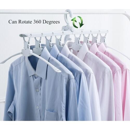 8pcs/Set Rotated Storage Rack Bag Hanger Without Punch Clothes Plastic Rack Creative Tie Coat Closet Hanger Wardrobe Organizer