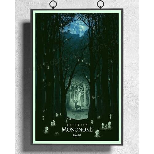 H173 Princess Mononoke Ghibli Cartoon Wall Sticker Silk Poster Art Home Decoration