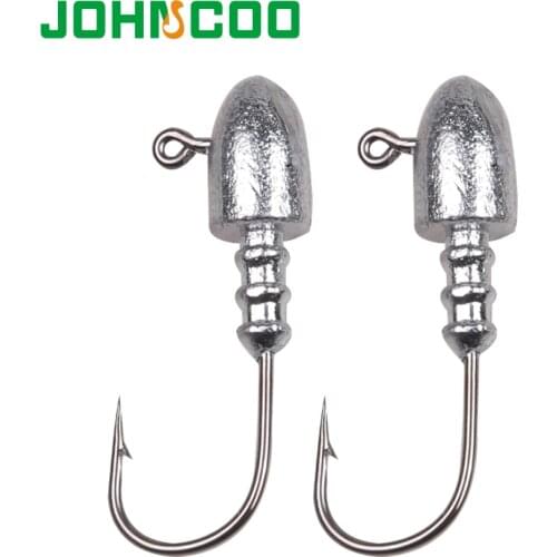 JOHNCOO 6pcs Exposed Lead Jig Head Hook 2.5g 5g 7g 10g 15g 18g Lead Head Hook Jigs Bait Fishing Hooks For Soft Lure Fishing Hook