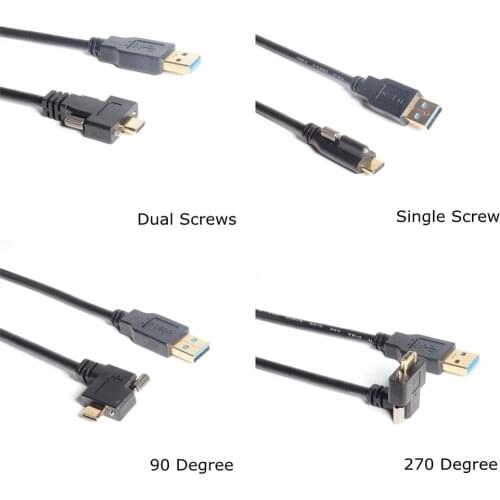 5Gbps USB 3.0 To USB 3.1 Type-C Cable With Screws Locking Connector 0.3m 1m 1ft 3ft USB C Up Down Left Right Angled connector