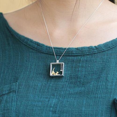 Fashion Silver Color cat necklaces & pendants for women long statement necklace fashion jewelry