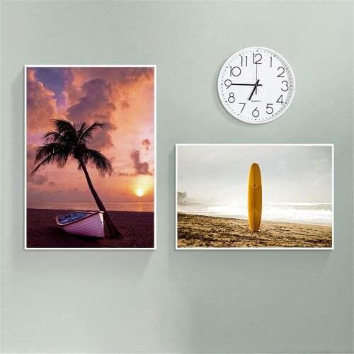 Seascape Poster Beach Sea Tree Sand Ocean Pineapple Poster Nordic Style Print Wall Picture For Living Room Decor Canvas Painting