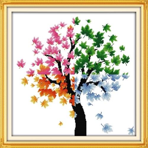 The four seasons of life (small) cross stitch kit pre-printed 18 14ct 11ct hand embroidery DIY handmade needlework supplies bag