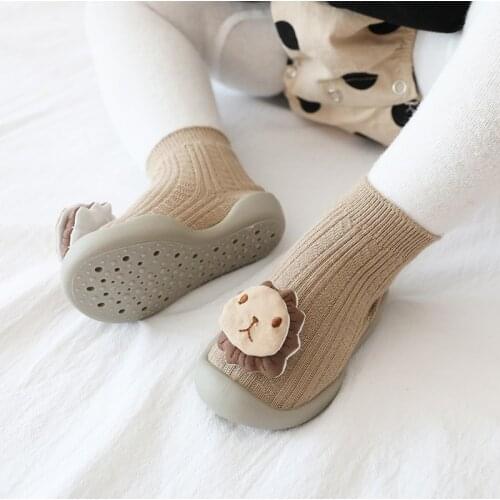 Cartoon Doll Toddler Baby Knitted Floor Socks Shoes with Rubber Soles Infant Anti-slip Indoor Socks Newborn Autumn Winter