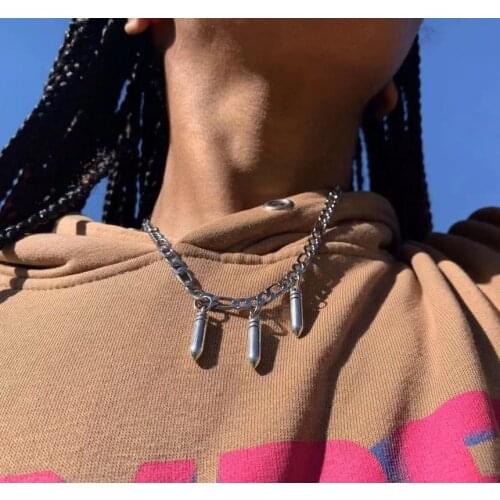 European American New Hip Hop Three-in-one Chain Bullet Necklace Bullet Necklace New Necklace 2020
